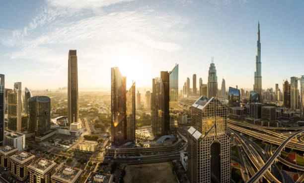 istock Drone Point View, Panorama of Dubai Skyline 1208385986