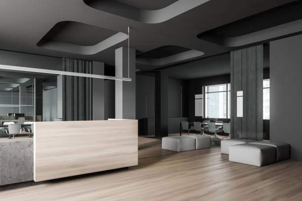 istock Reception and waiting room in open space office 1208387368