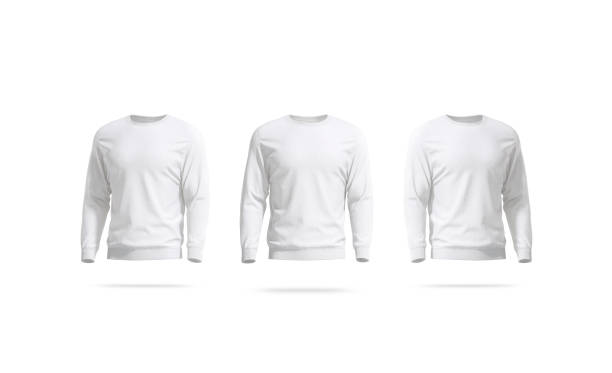 istock Blank white casual sweatshirt mockup, front and side view 1208387640