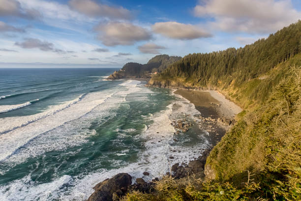 istock Scenic landscape of sandy beach and rocks 1208389503
