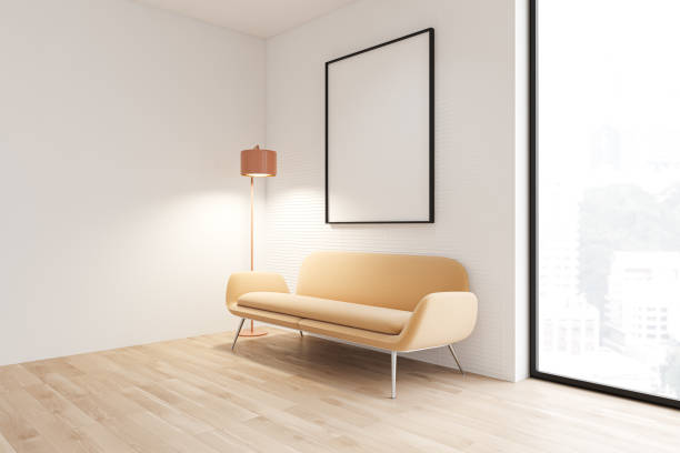 istock White living room with yellow sofa and poster 1208390585
