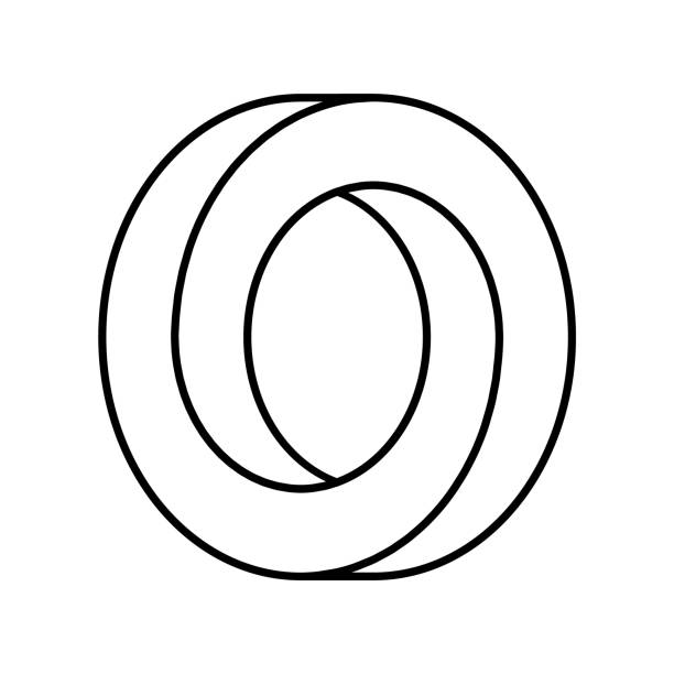 illustrations, cliparts, dessins animés et icônes de forme de cercle impossible. illusion optique. forme circulaire linéaire infinie. les cercles de verrouillage s’élamentent sur le fond blanc. - alphabet letter o white background nobody