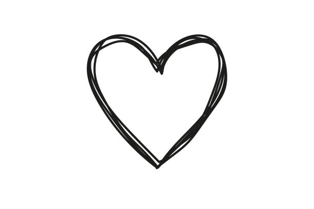 verwirrte grunge runde kritzeln hand gezeichnet mit dünner linie, teiler form. isoliert auf weißem hintergrund. vektor-illustration - heart stock-grafiken, -clipart, -cartoons und -symbole