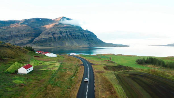 istock A huge lake next to a large mountain 1208392514