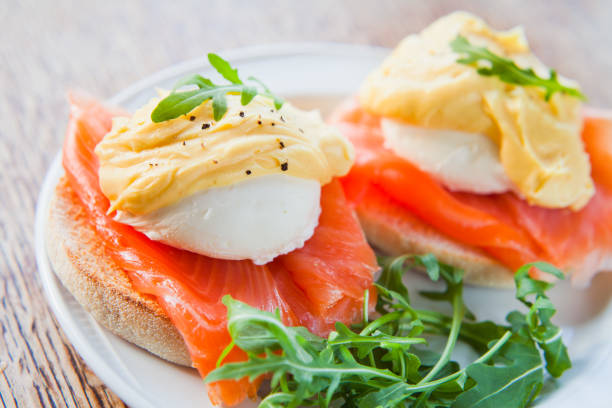 istock Eggs Benedict with Smoked Salmon on English Muffin . 1208397299