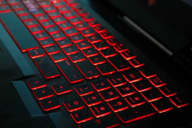 Hp Laptop With Red Backlit Keyboard Laptop Keyboard With Red Backlight Stock Photos, Pictures & Royalty