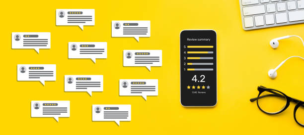 Consumer reviews concepts with bubble people review comments.rating or feedback for evaluate