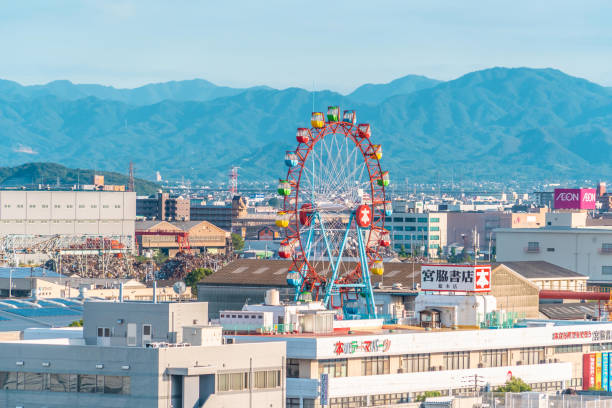 The aerial view of Takamatsu City Japan. stock photo