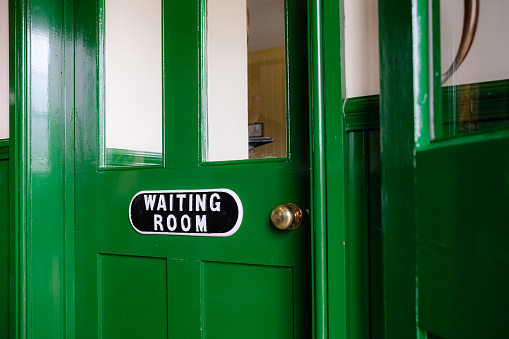 Freshly painted in railway green, the room allows passengers to wait before departing