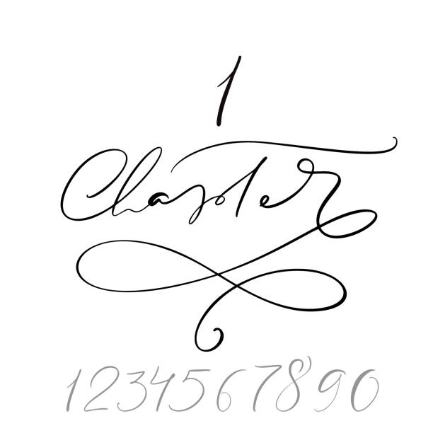 ilustrações de stock, clip art, desenhos animados e ícones de chapter 1. one and other numbers. calligraphy lettering hand drawn text. flourish light vintage style for wedding book, romantic or drama book - chapter one