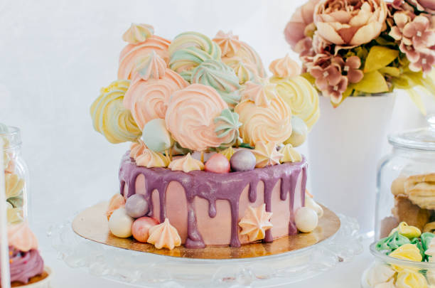 istock Festive cake with Colored meringues 1208406093
