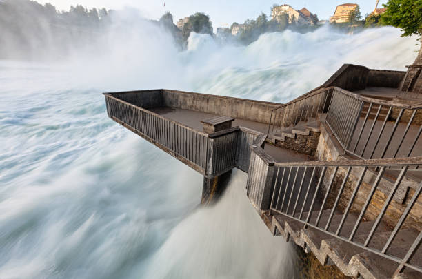 View point on Rhine Falls, Switzerland.
