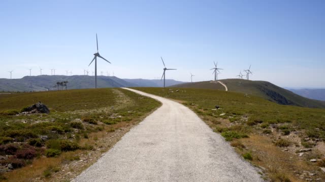 Serra da Freita Arouca Geopark wind turbines landscape, in Portugal