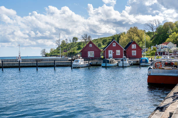 Harbor on island of Ven in southern Sweden stock photo