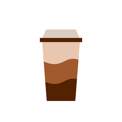 Mocha coffee chocolate-flavoured. Layered coffee glass. Vector illustration,flat style,clip art.