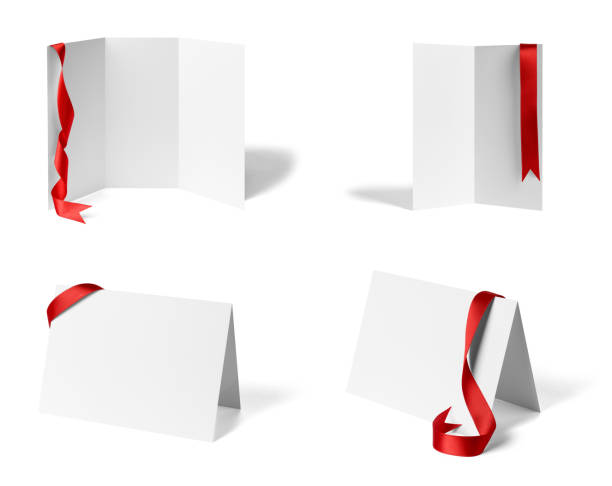istock folded leaflet red ribbon bow paper template book desktop calendar 1208411449