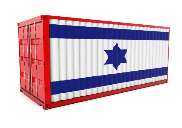 istock 3d rendering of a shipping cargo container with Israeli flag 1208412972