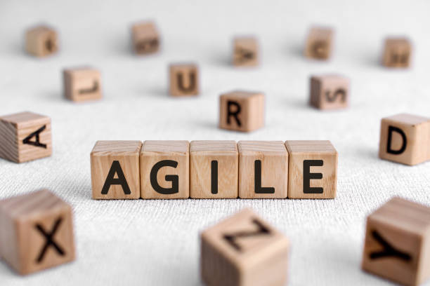 Agile - words from wooden blocks with letters stock photo