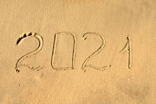 istock New year, number 2021 on beach sand 1208415706