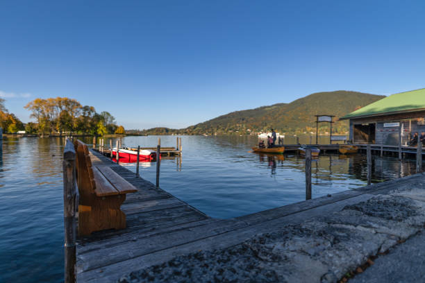 istock A dock to a lake with mountains in background at autumn. 1208417179