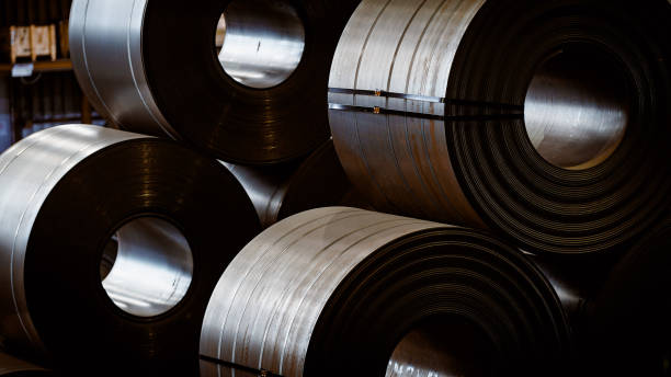 istock Sheet steel rolls in stock 1208419501