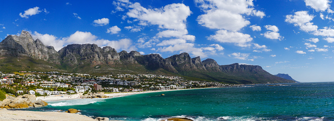 Twelve Apostles and the beautiful beach and town of Camps Bay