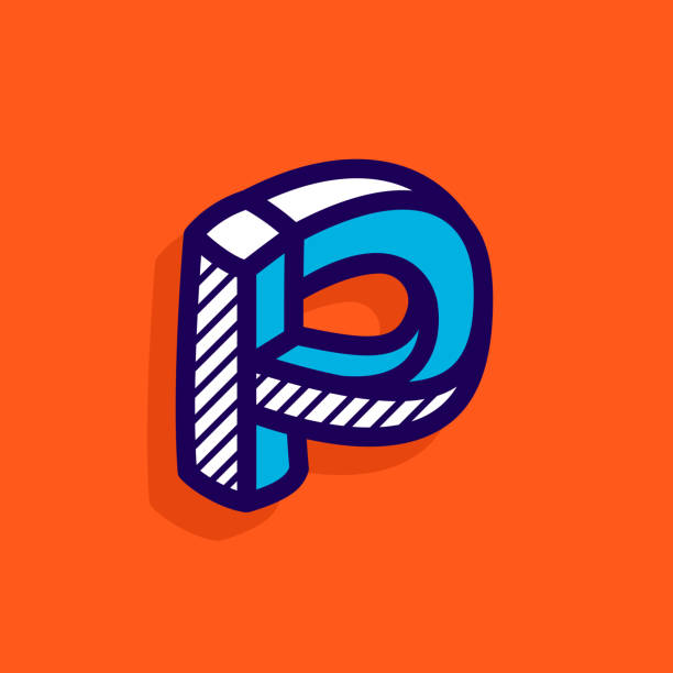 illustrazioni stock, clip art, cartoni animati e icone di tendenza di p lettera forma impossibile forma logo piatto. - letter p alphabet three dimensional shape blue