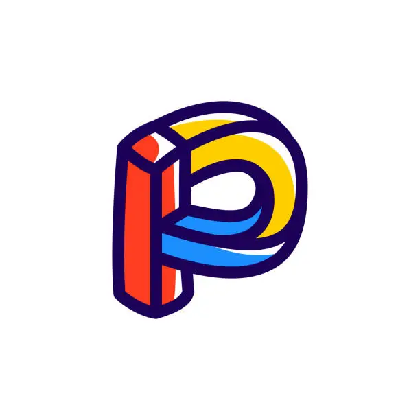 Vector illustration of P letter impossible shape logo.