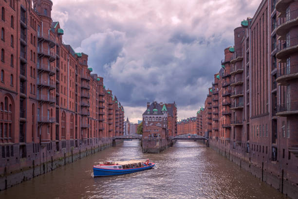 istock Rain clouds over Speicherstadt, Hamburg 1208430038