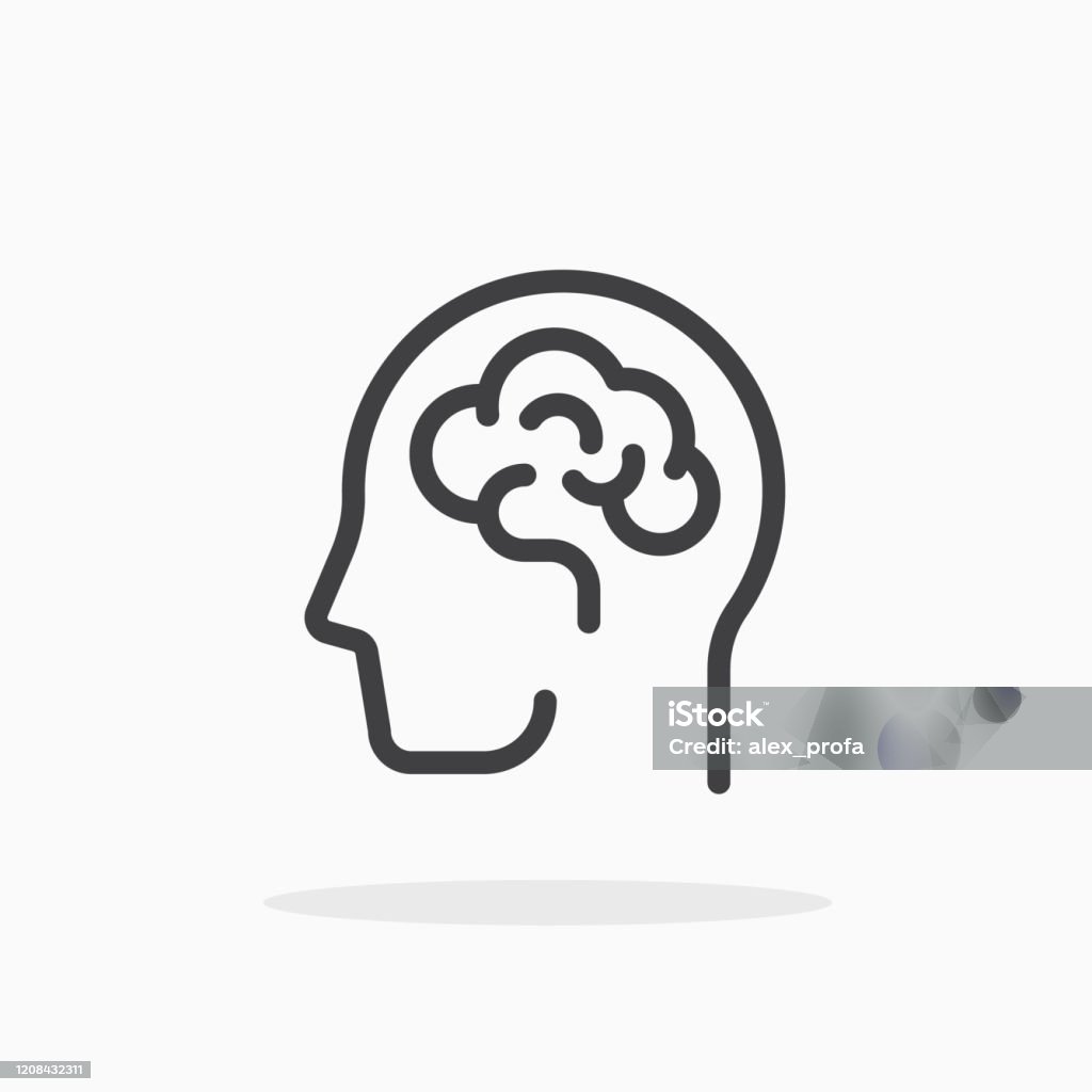 Human brain icon in line style. Human brain icon in line style. For your design, logo. Vector illustration. Editable Stroke. Icon Symbol stock vector
