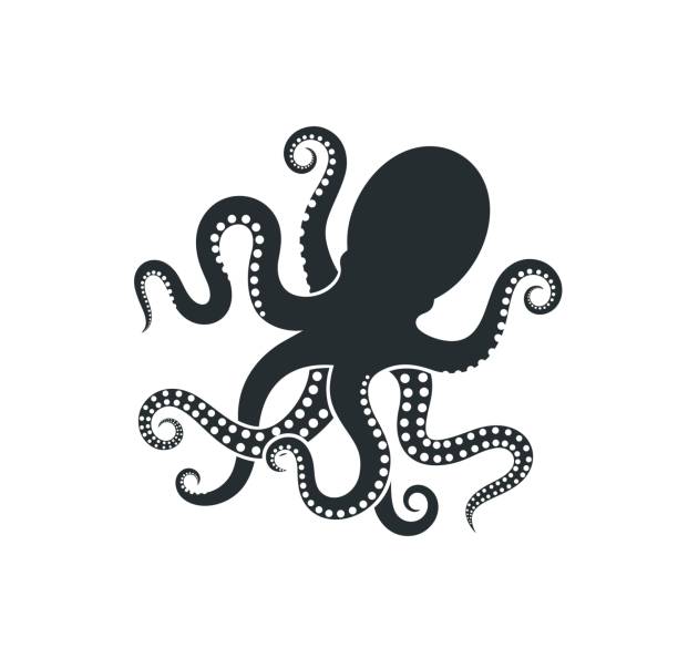 Octopus logo. Isolated octopus on white background EPS 10. Vector illustration fish silhouettes stock illustrations