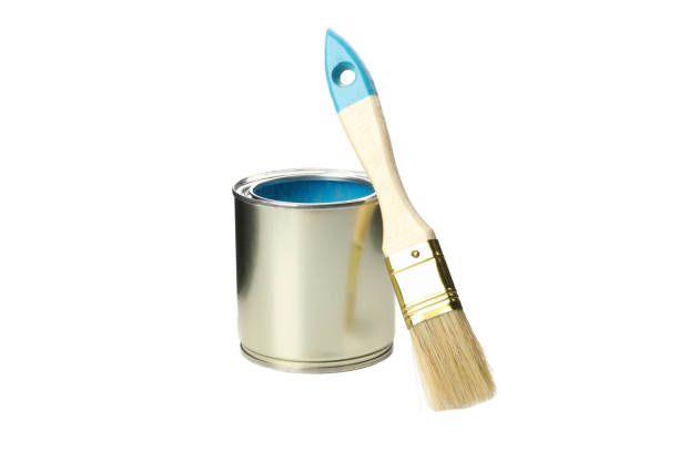 istock Paint can and brush isolated on white background 1208435848