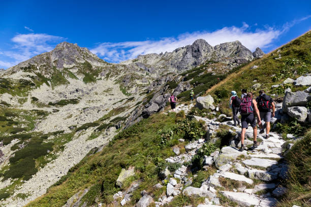 vacanze in slovacchia - monti tatra in estate - carpathian mountain range adventure mountain peak mountain foto e immagini stock