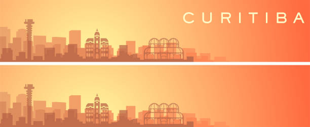 クリチバ 美しいスカイライン風景バナー - curitiba点のイラスト素材／クリップアート素材／マンガ素材／アイコン素材
