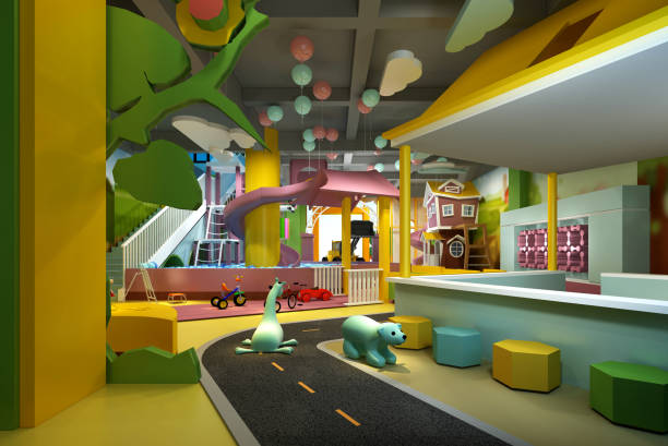 istock 3d render of kindergarten room, kids school interior 1208458320