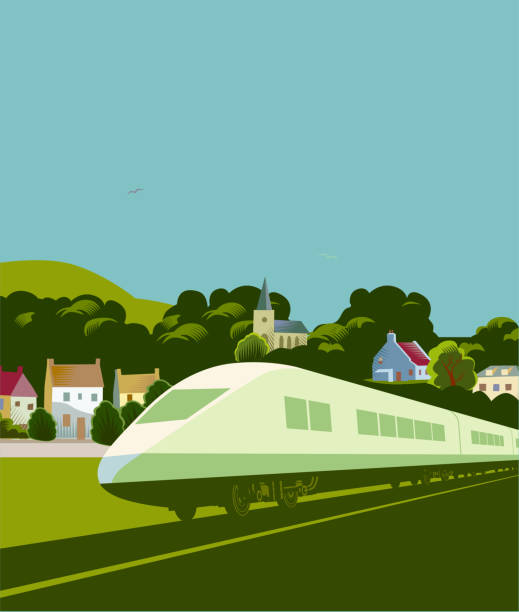 bildbanksillustrationer, clip art samt tecknat material och ikoner med höghastighetståg - travel by train