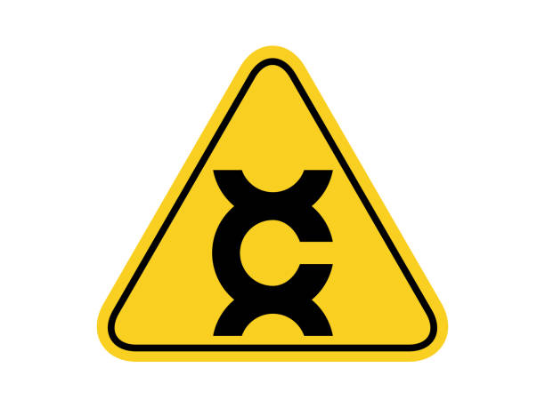 solated vorsicht karzinogen , häufige gefahren symbole auf gelben runden dreieck board warnzeichen für symbol, etikett, logo oder verpackung industrie etc. flache vektor-design. - carcinogens stock-grafiken, -clipart, -cartoons und -symbole