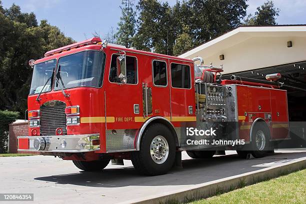 Fire Apparatus Stock Photo - Download Image Now - Fire Engine, Fire Station, Blue-collar Worker
