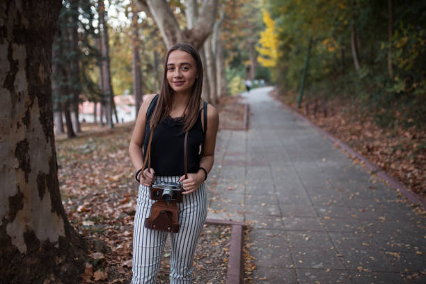 istock Young woman tourist on vacation 1208467700