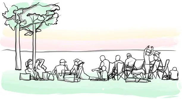 Vector illustration of Extended Family Picnic