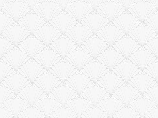 Paper art Vector pattern Seamless pattern with floral elements in white color alabaster texture stock illustrations