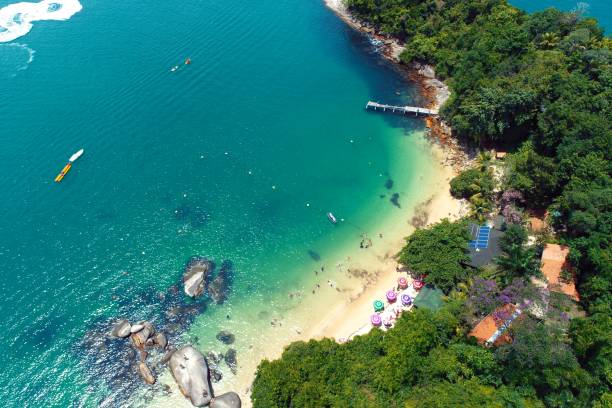 Aerial view of Paraty, Rio de Janeiro, Brazil Panoramic view of a region of Paraty, Rio de Janeiro Brazil. Travel destination. Vacation travel. Tropical travel. Islands and bay. Great landscape. Ocean scene. paraty brazil stock pictures, royalty-free photos & images