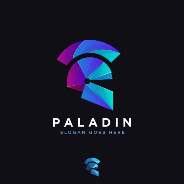 Paladin vector logo icon Paladin logo icon, warrior logoicon, spartan logo icon with modern style body armor stock illustrations