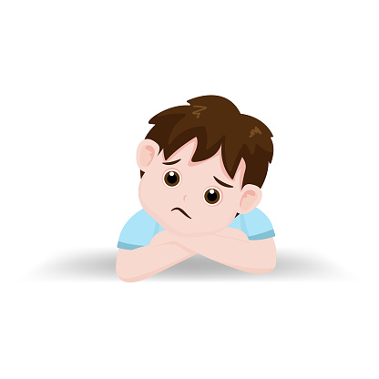 Sad Boy Sitting Isolated On Background Vector Illustration In Cartoon  Character Flat Style Stock Illustration - Download Image Now - iStock