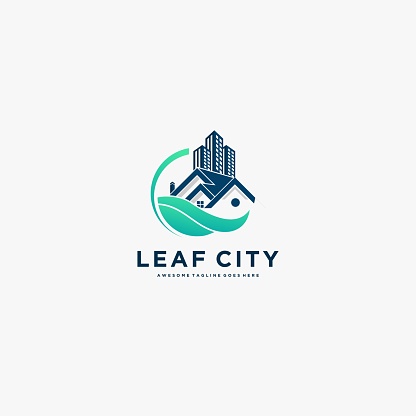 Vector Illustration Leaf City Real Estate Style.