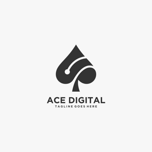 ilustracja wektorowa ace digital silhouette style. - silhouette poker computer icon symbol stock illustrations