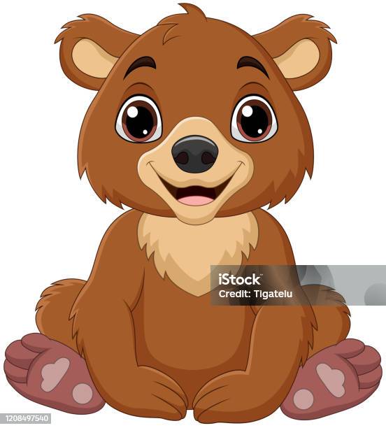 Cartoon Baby Brown Bear Sitting Stock Illustration - Download Image Now -  Cartoon, Bear Cub, Brown - iStock