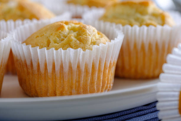 istock Delicate and delicious lemon cupcakes with crisp on a white plate 1208506716