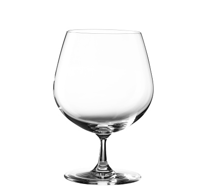 Empty wine glass isolated on white background. copy space, template.