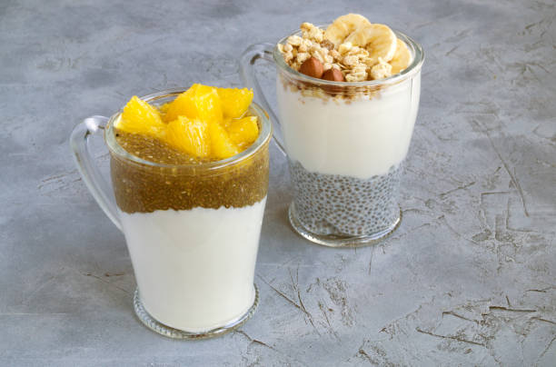 istock natural yogurt with Chia seeds. healthy diet. 1208508797